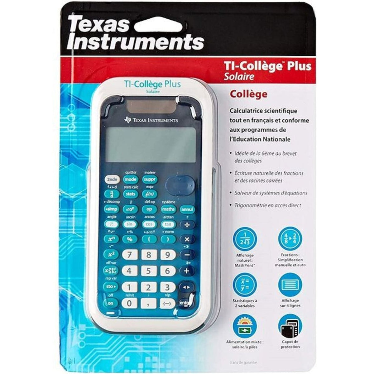 Texas Instruments Calculatrice scientifique TI-Collège Plus Solaire