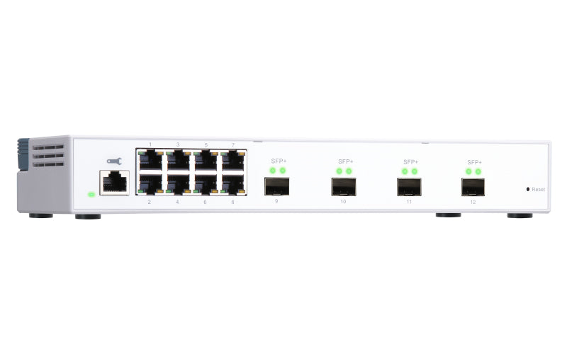 QNAP QSW-M408S Commutateur Réseau Géré L2 Gigabit Ethernet, 4 ports SFP+ 10GbE et 8 ports Gigabit, Blanc
