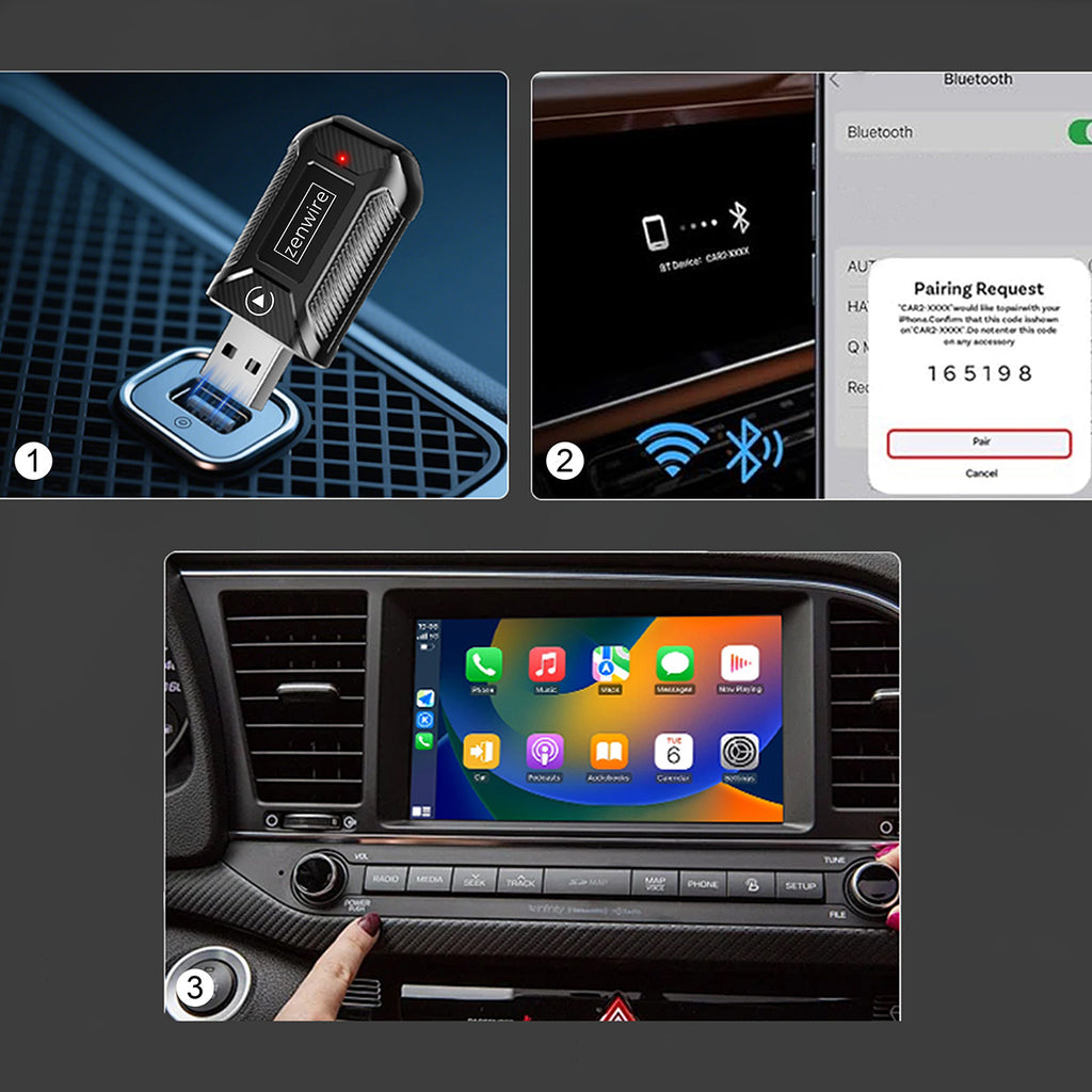 Mini-adaptateur CarPlay/Android Auto sans fil CarLink Audio USB/USB-C 10 m Zenwire M30
