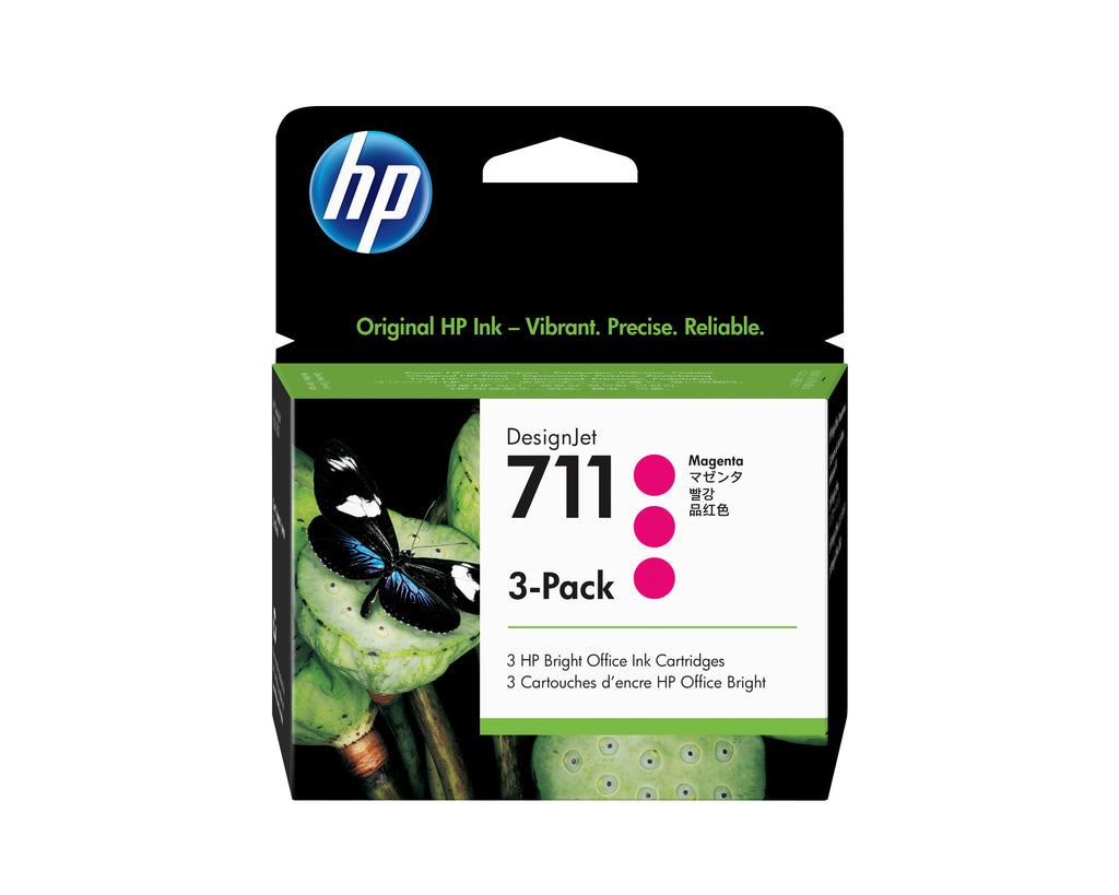 HP 711 Pack de 3 Cartouches d'Encre Magenta, 29 ml pour DesignJet