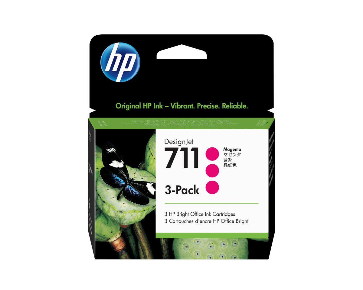 HP 711 Pack de 3 Cartouches d'Encre Magenta, 29 ml pour DesignJet
