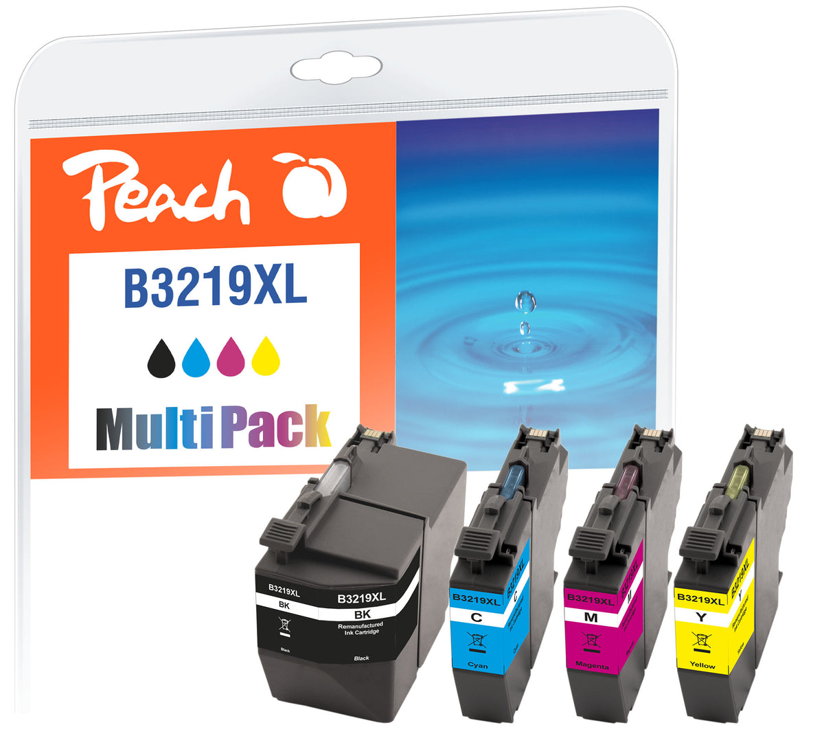 Peach Cartouches d'Encre Compatible 320287 XL, Noir, Cyan, Magenta, Jaune, Lot de 4