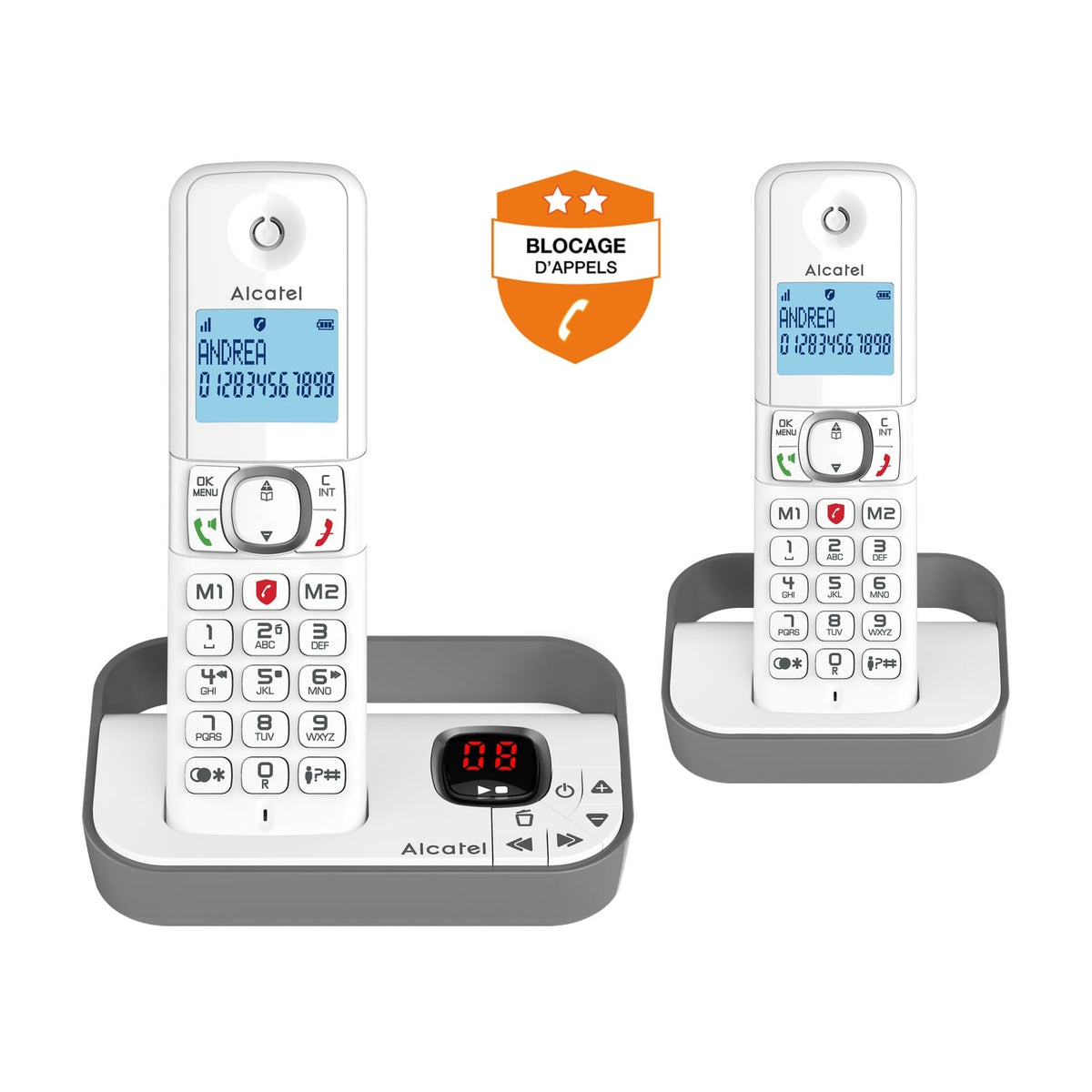 Alcatel Téléphone fixe sans fil avec répondeur Duo F860 Voice - Gris