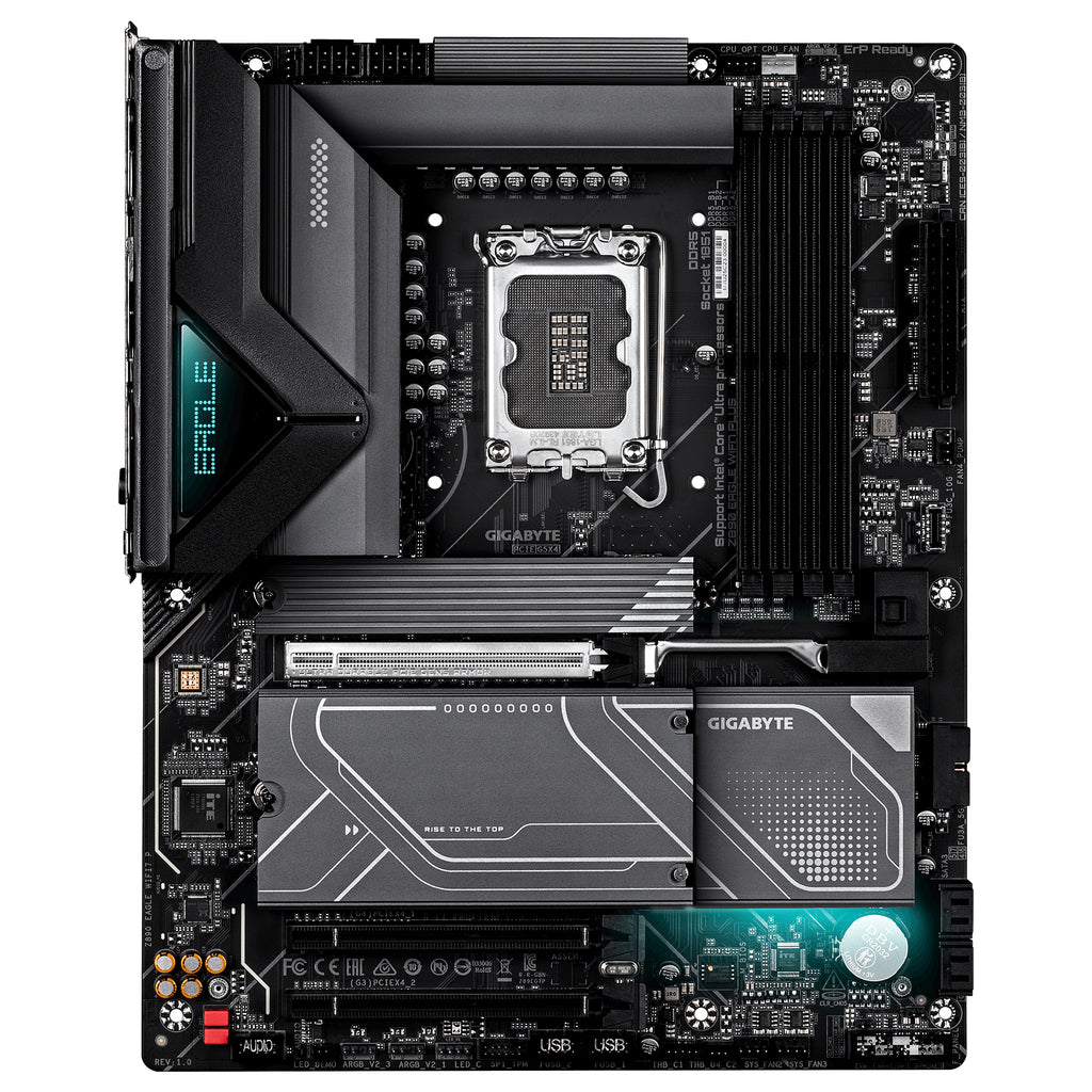 GIGABYTE Z890 EAGLE WIFI7 PLUS Carte Mère – Compatible avec les processeurs Intel Core Ultra (Série 2), VRM 14+1+2 phases, jusqu’à 9466 MHz DDR5 (OC), 1x PCIe 5.0 + 3x PCIe 4.0, Wi-Fi 7, LAN 2.5 GbE, USB 4