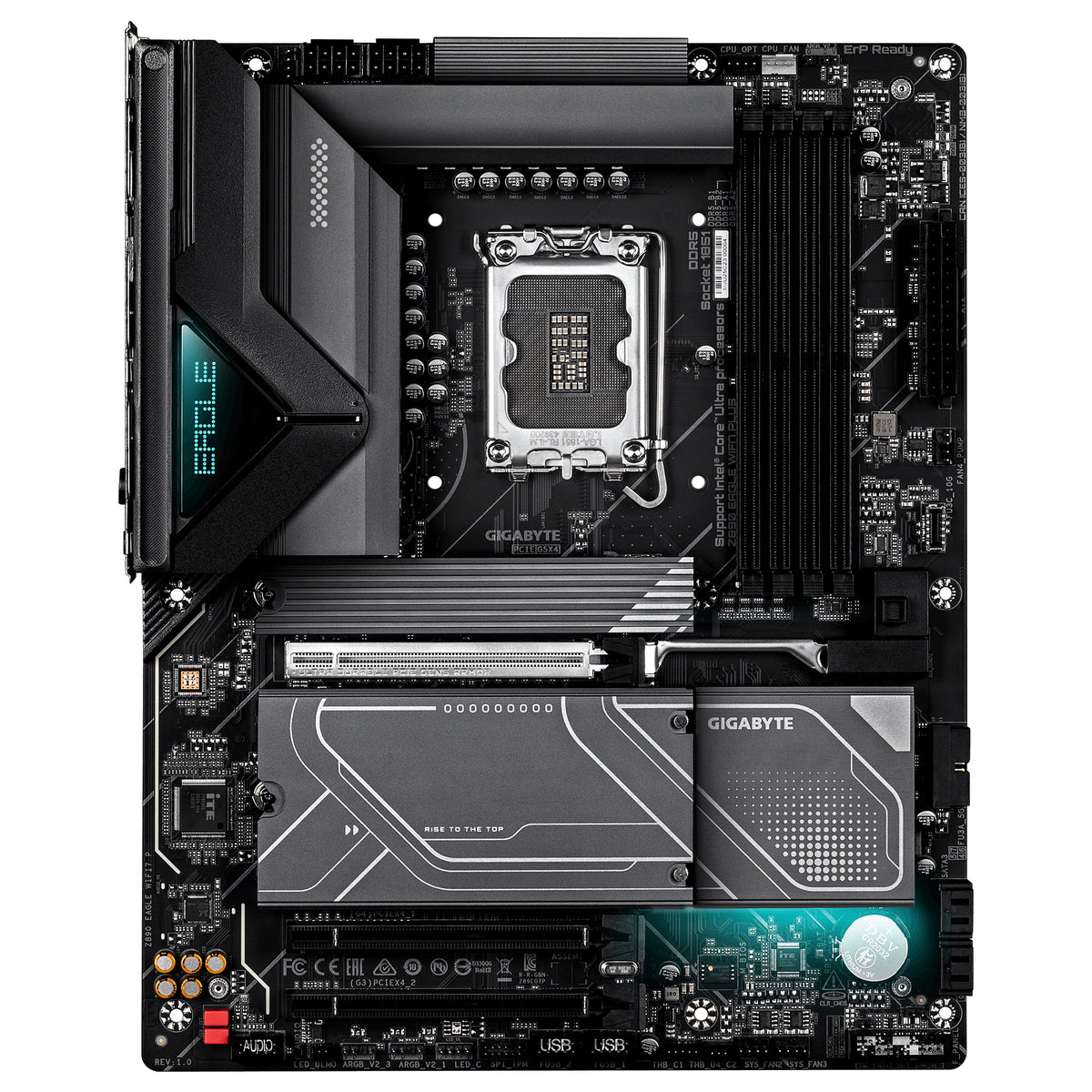 GIGABYTE Z890 EAGLE WIFI7 PLUS Placa Base – Compatible con procesadores Intel Core Ultra (Serie 2), VRM de 14+1+2 fases, hasta 9466 MHz DDR5 (OC), 1x PCIe 5.0 + 3x PCIe 4.0, Wi-Fi 7, LAN 2.5 GbE, USB 4