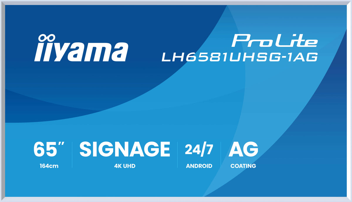 iiyama LH6581UHSG-1AG Écran d'Affichage Dynamique 64.5" 4K UHD Blanc, Android, Wifi, 500 cd/m², 24/7