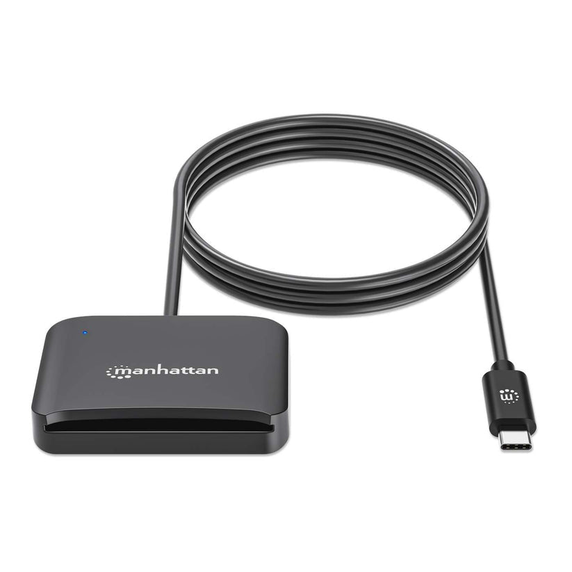 Manhattan Lecteur de Cartes à Puce à Contact USB-C avec Emplacement microSD, Noir