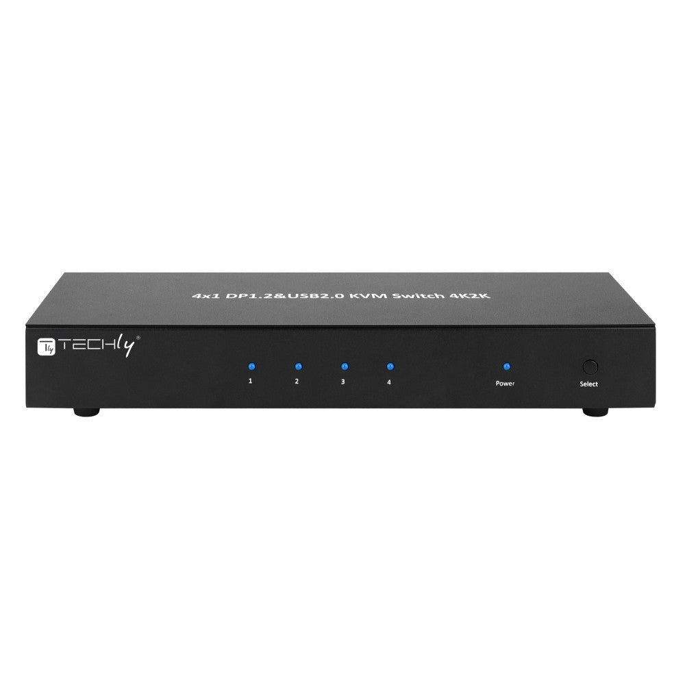Commutateur KVM IDATA DP-KVM4 DisplayPort 4K Ultra HD, USB, Noir