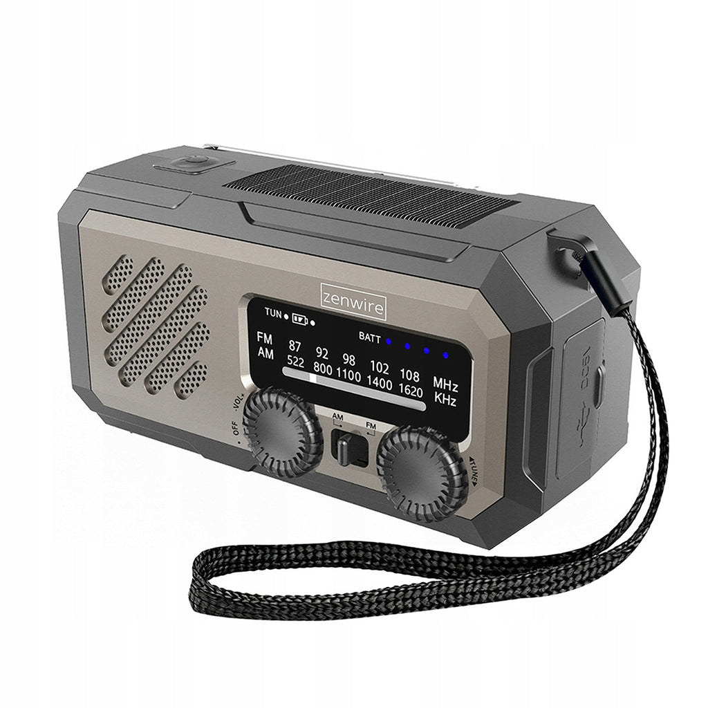 Mini radio portable solaire d'urgence pour le chantier, à manivelle, avec piles et batterie externe Zenwire Vibe Y2