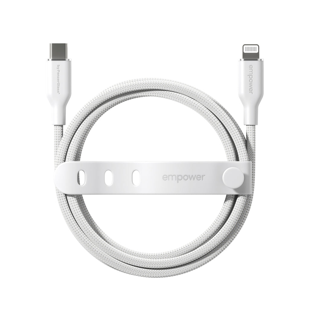 PanzerGlass empower™ by ® Racing 60W USB-C to Lightning Cable | USB 2.0 | 1.2M | Silver White câble USB Blanc