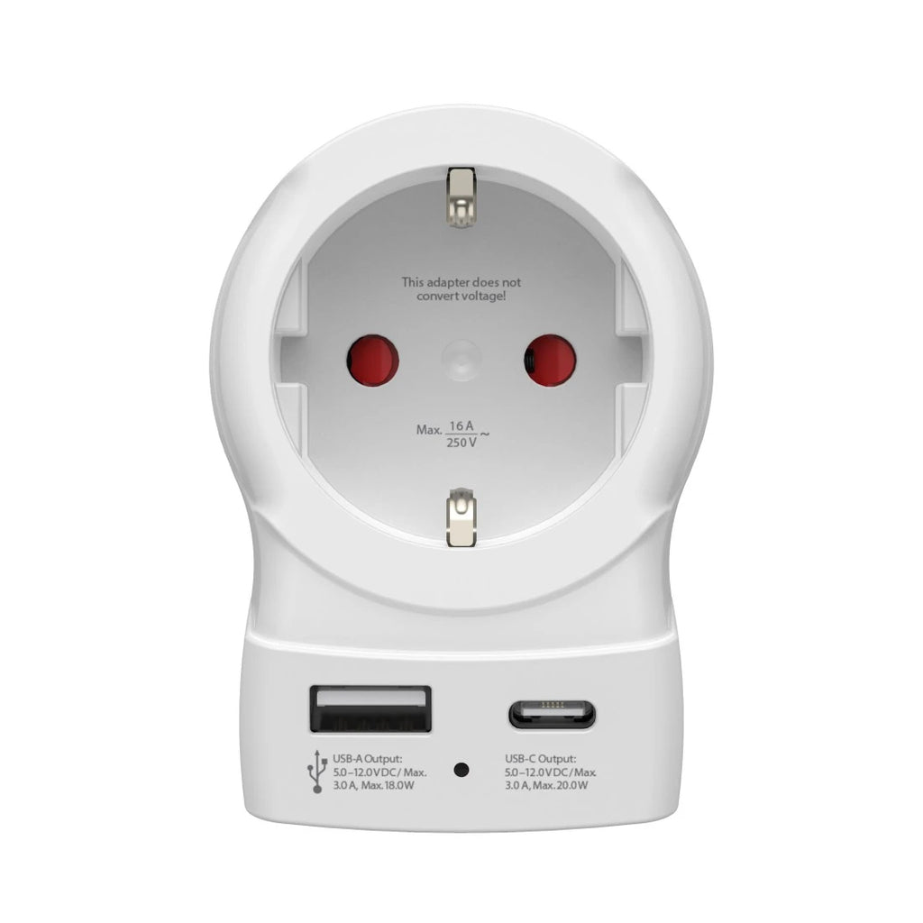 Hama EU to US adaptateur prise d'alimentation Type B Type C (Europlug)+Type F Blanc