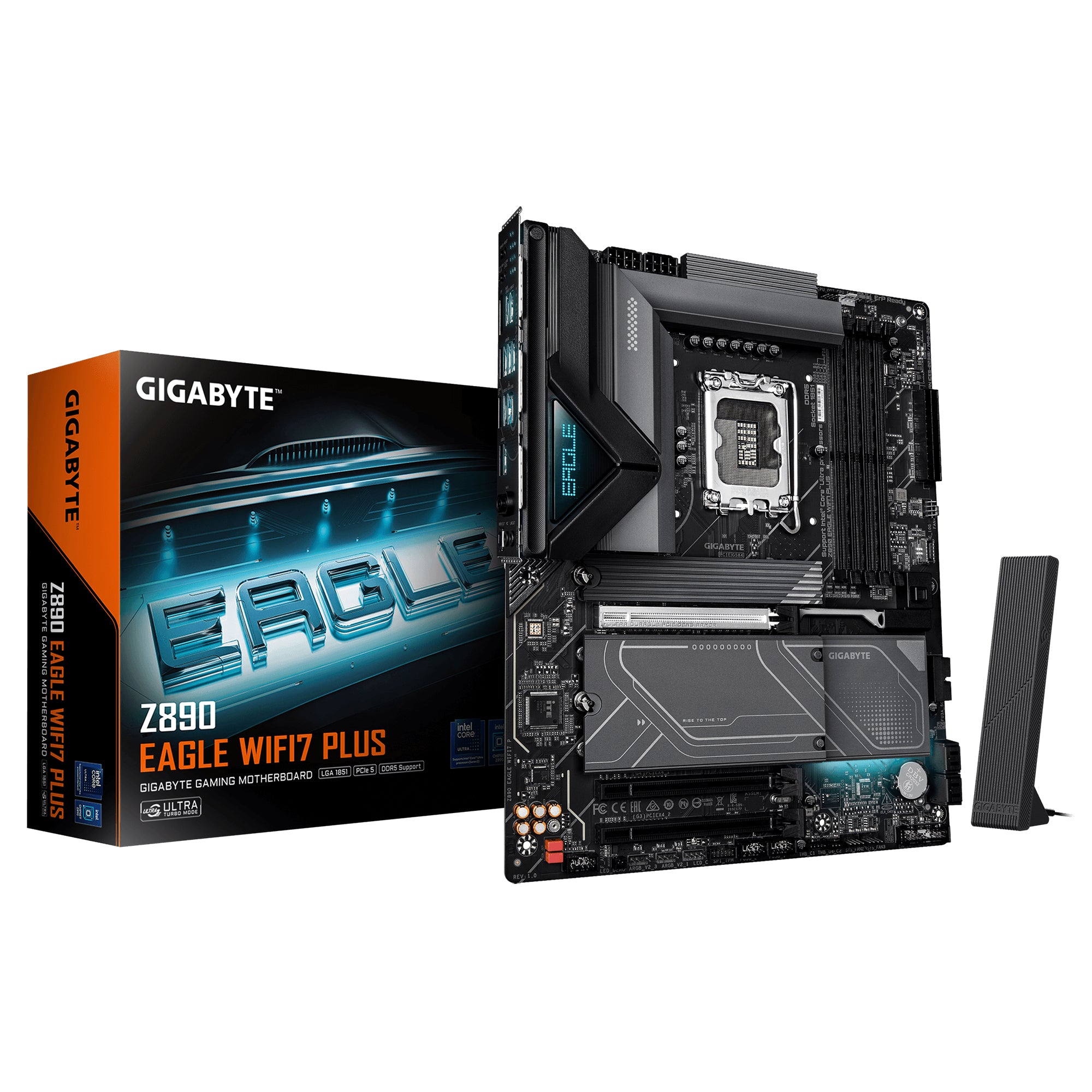 GIGABYTE Z890 EAGLE WIFI7 PLUS Carte Mère – Compatible avec les processeurs Intel Core Ultra (Série 2), VRM 14+1+2 phases, jusqu’à 9466 MHz DDR5 (OC), 1x PCIe 5.0 + 3x PCIe 4.0, Wi-Fi 7, LAN 2.5 GbE, USB 4