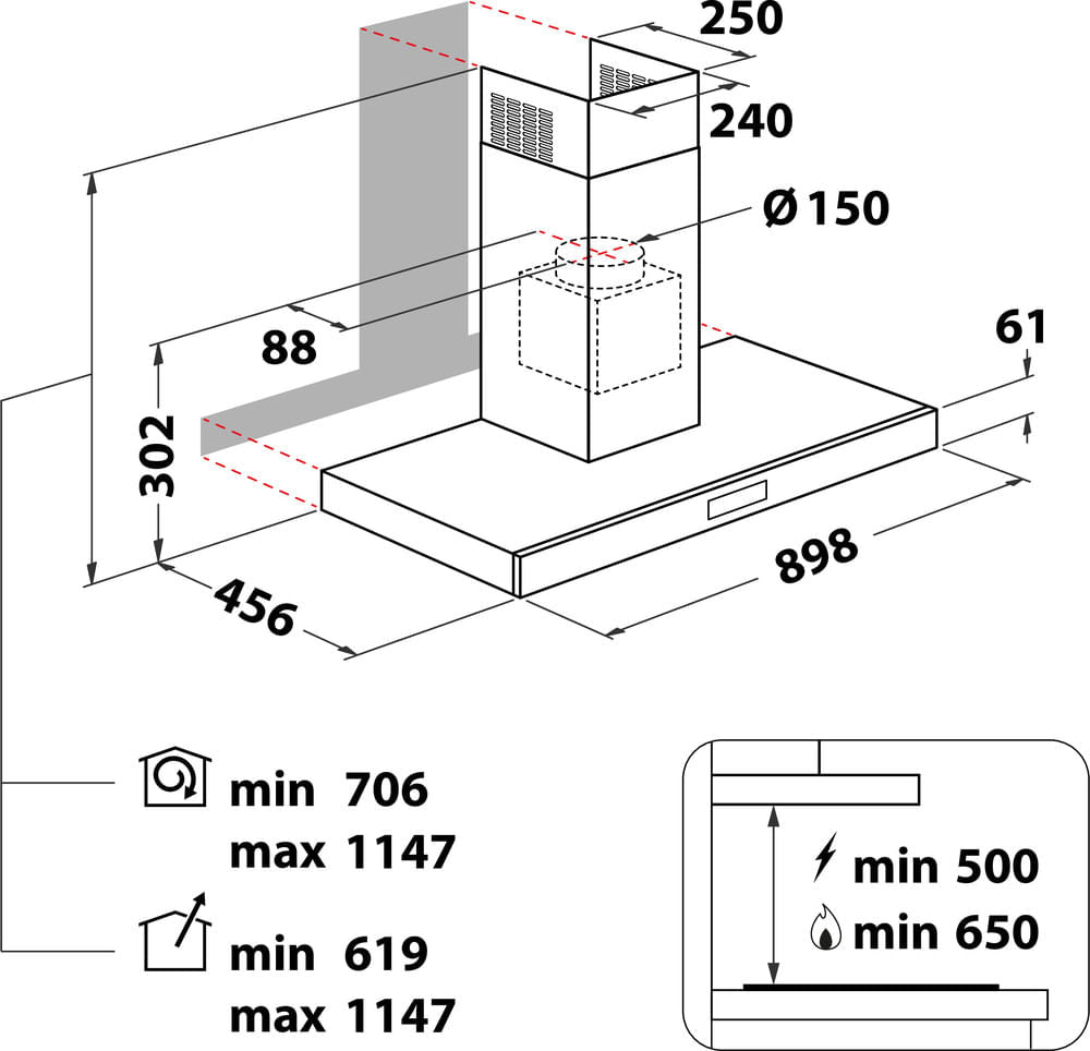 Whirlpool - Hotte aspirante - inox - WHB92FUTX1 - vue 6