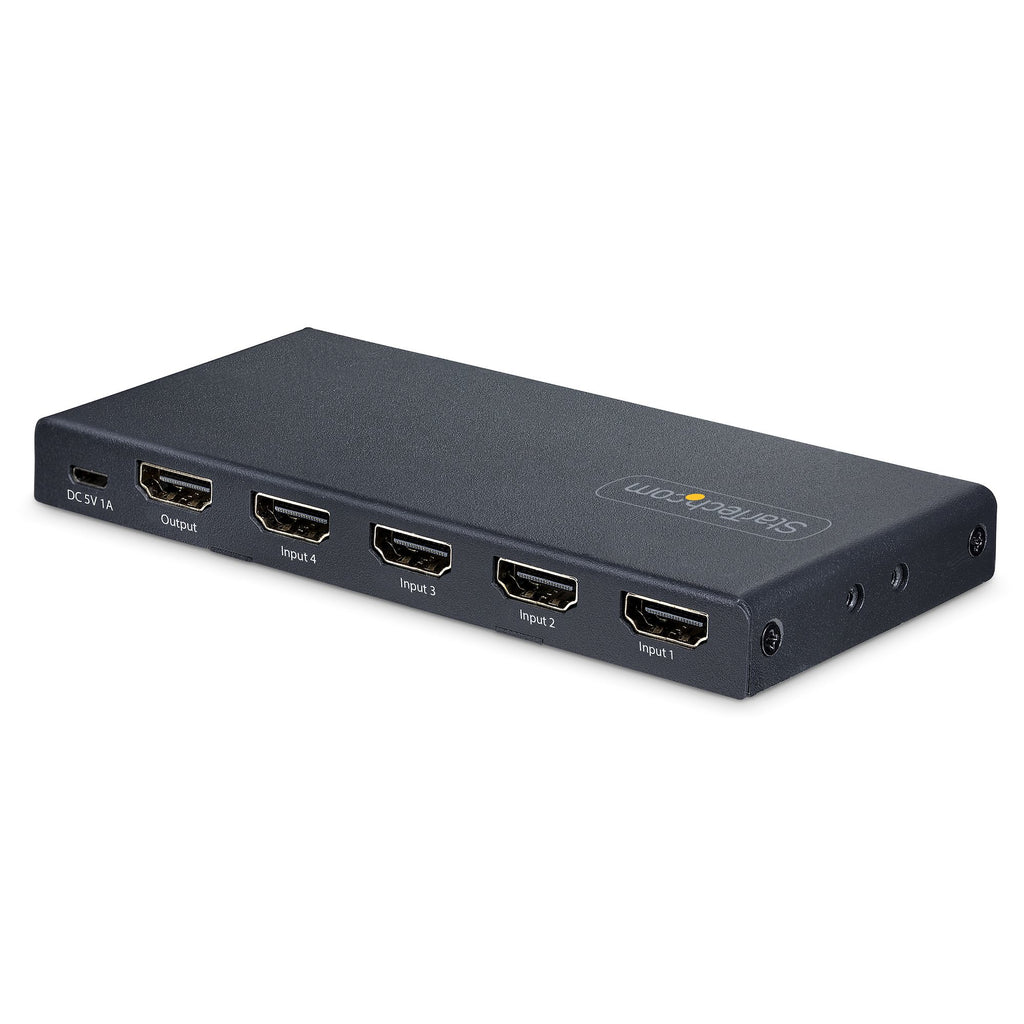 StarTech.com Switch HDMI 8K 4 ports, HDMI 2.1 4K 120Hz HDR10+, 8K 60Hz UHD, 4 Entrées 1 Sortie, Commutation Auto/Manuell