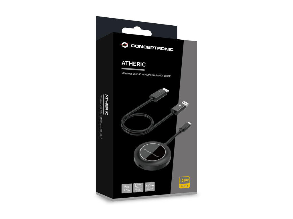 Conceptronic ATHERIC01B adaptateur d'affichage sans fil HDMI/USB Full HD Clé logicielle