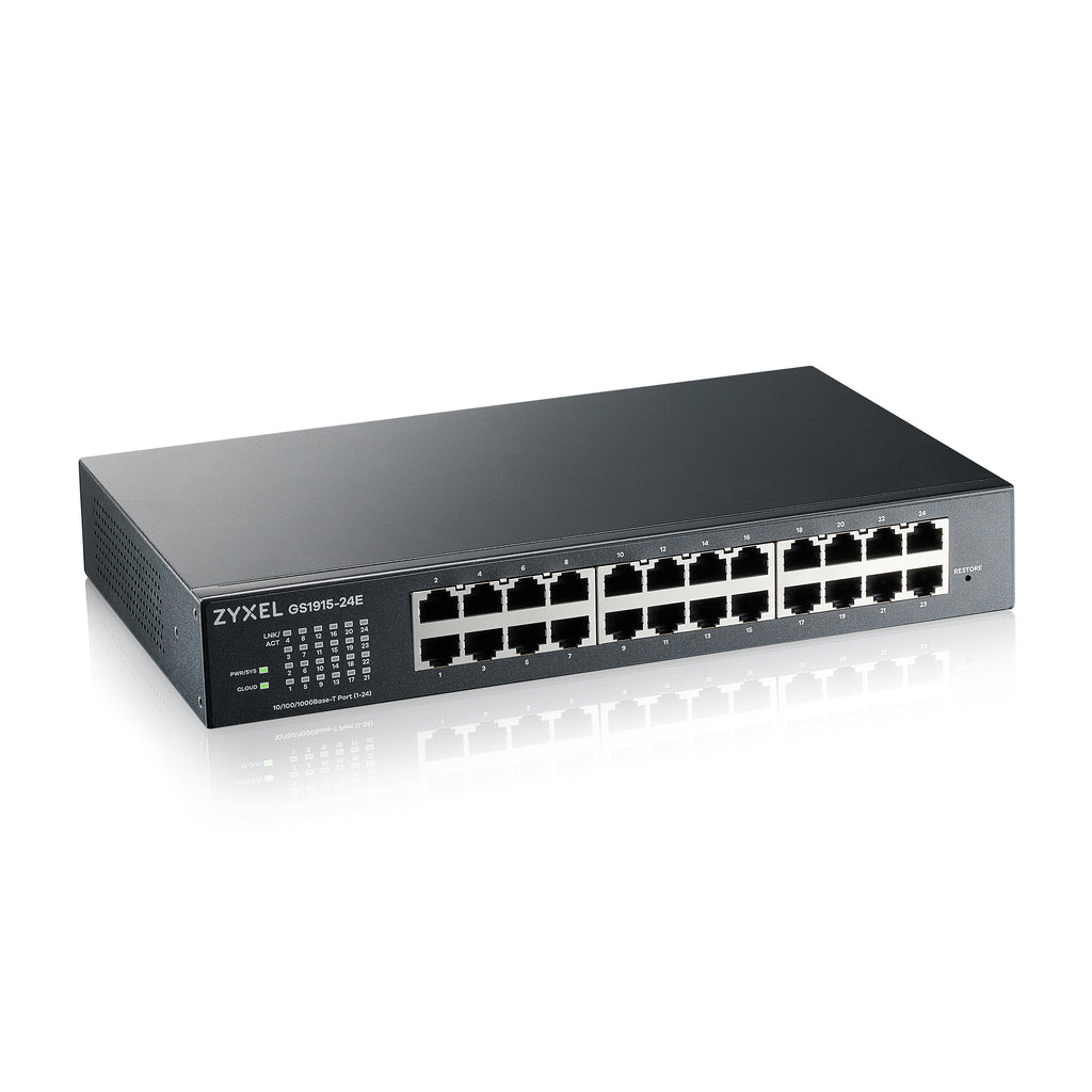 Zyxel GS1915-24E Switch Gigabit Ethernet Géré L2, 24 Ports RJ-45, Format 1U, Noir
