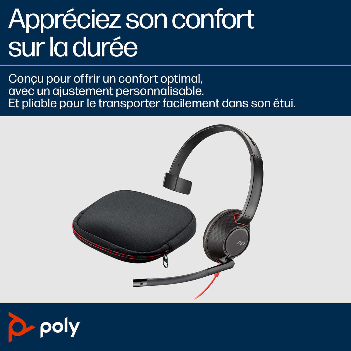 HP Poly Blackwire 5210 Micro-casque Monaural USB-C, Prise 3,5 mm et Adaptateur USB-C/A