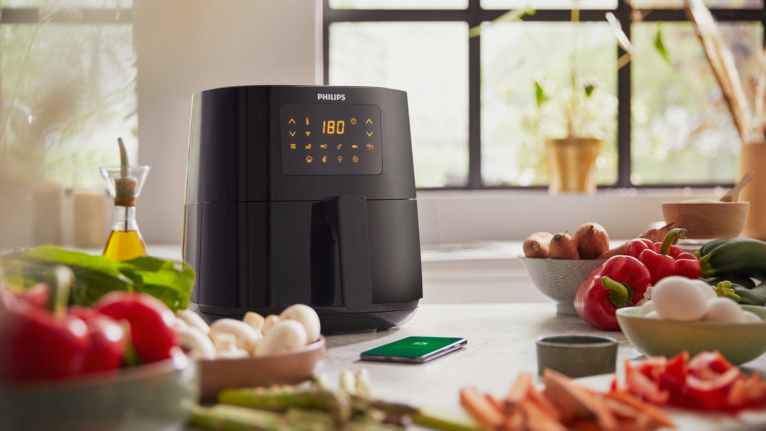 Philips 5000 series HD9255/30 friteuse Unique 4,1 L Autonome 1400 W Friteuse d’air chaud Or, Blanc