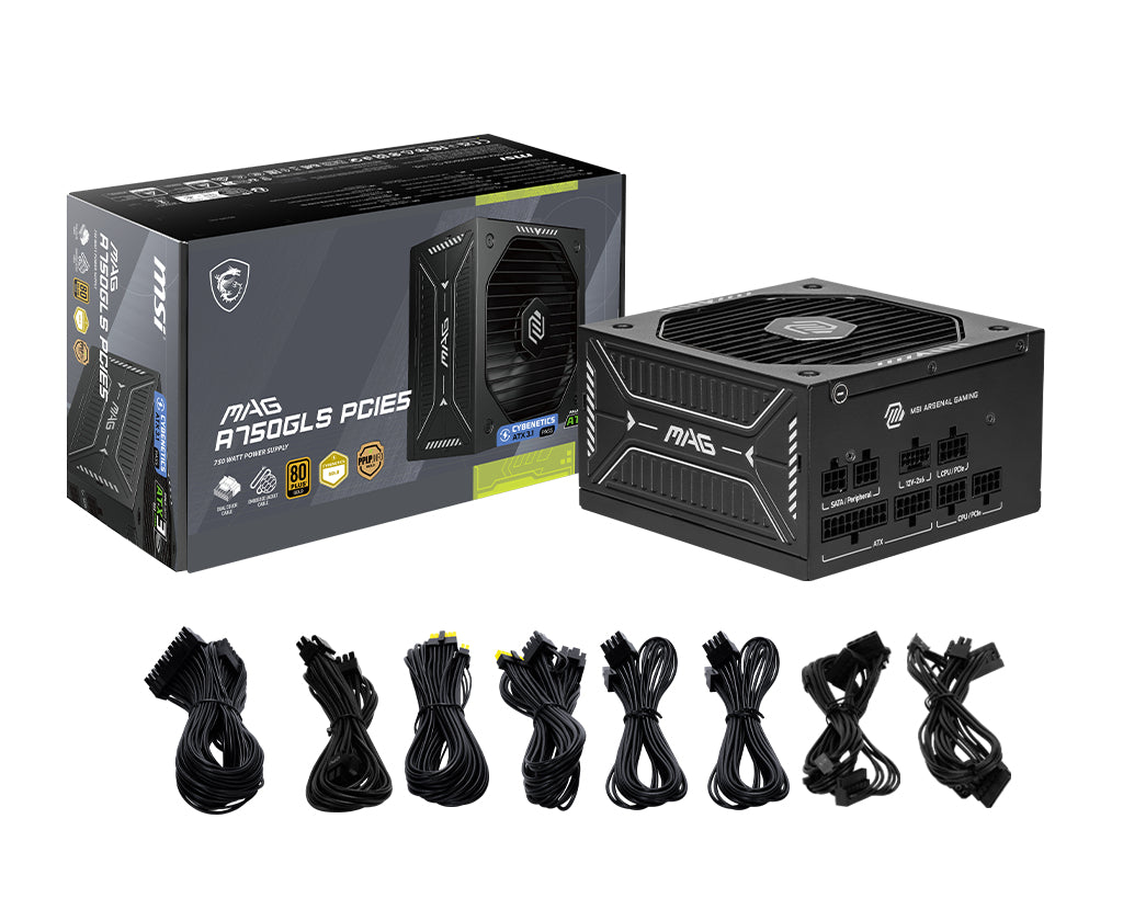 MSI MAG A750GLS PCIE5 unité d'alimentation d'énergie 750 W 24-pin ATX ATX Noir