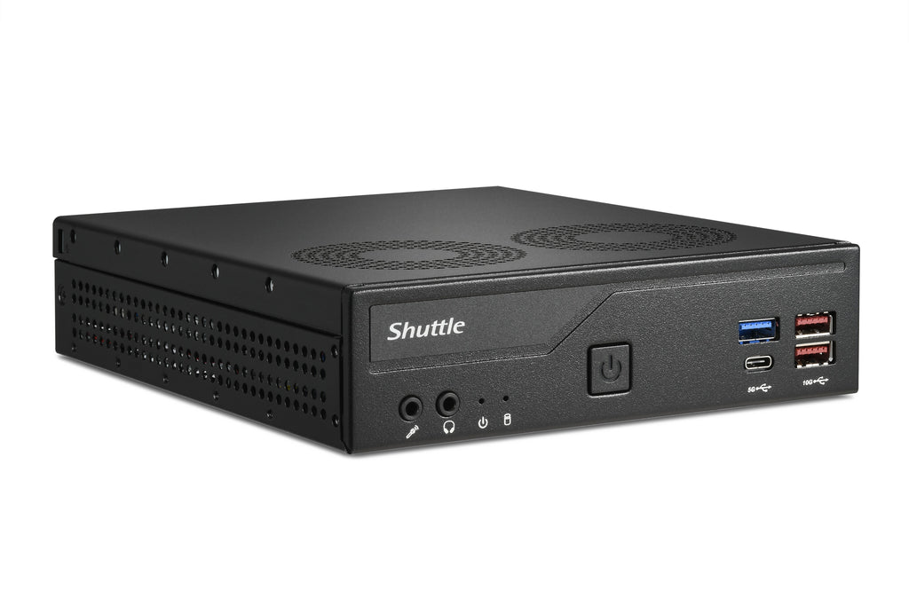 Shuttle Slim PC DH770 , S1700, 2x HDMI, 2x DP , 2x 2.5G LAN, 2x COM, 8x USB, 1x 2.5", 2x M.2, fonctionnement permanent 24/7, attaches VESA