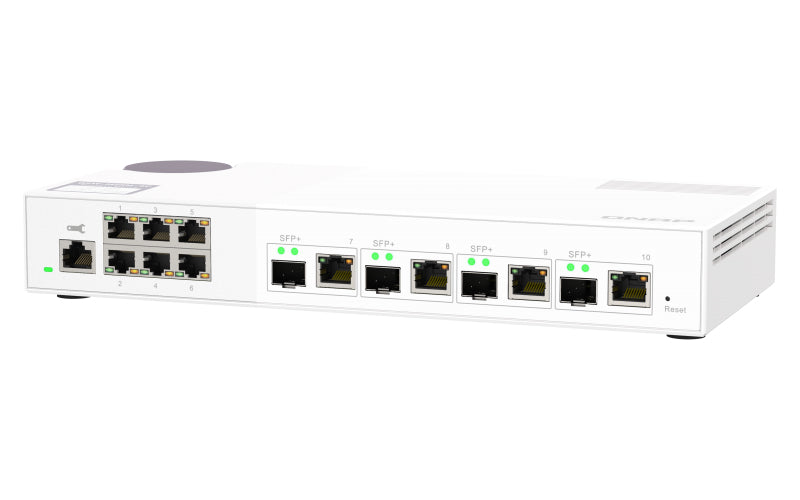 QNAP QSW-M2106-4C Commutateur Réseau Géré L2 2.5G Ethernet, 4 ports combo 10GbE SFP+/RJ45, 6 ports 2.5GbE, Blanc