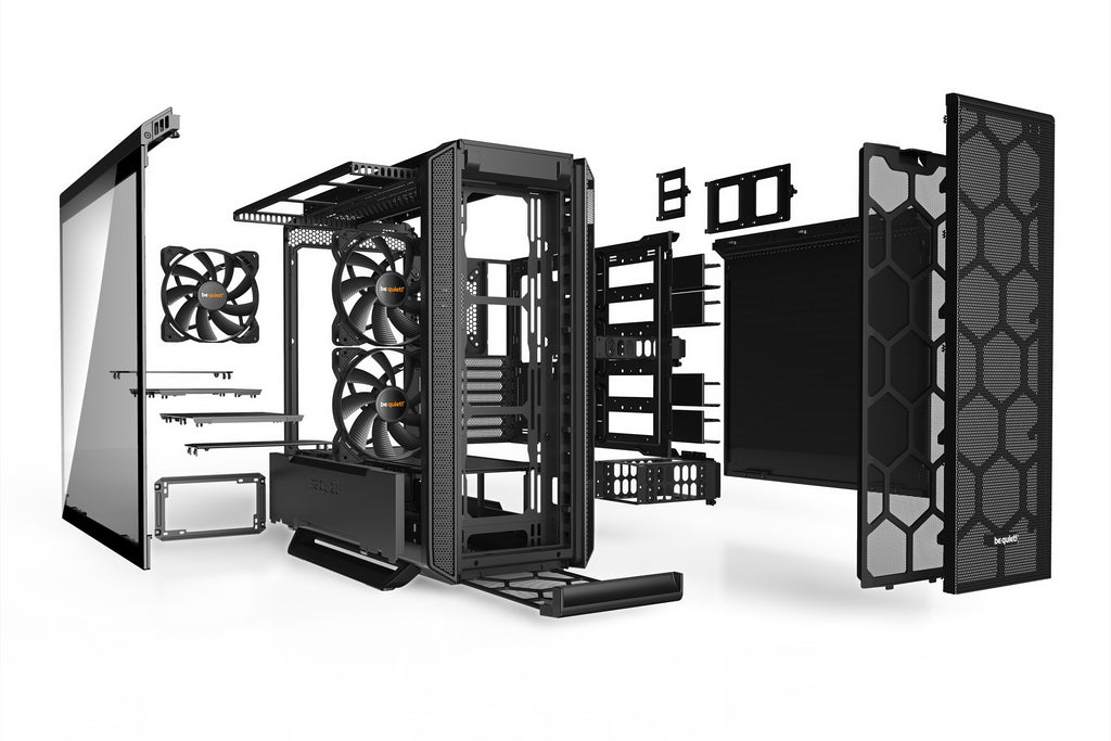 be quiet! Silent Base 802 Noir | Boîtier PC ARGB vitré, Mini ITX / Micro ATX / ATX / E-ATX, 3 ventilateurs Pure Wings 14