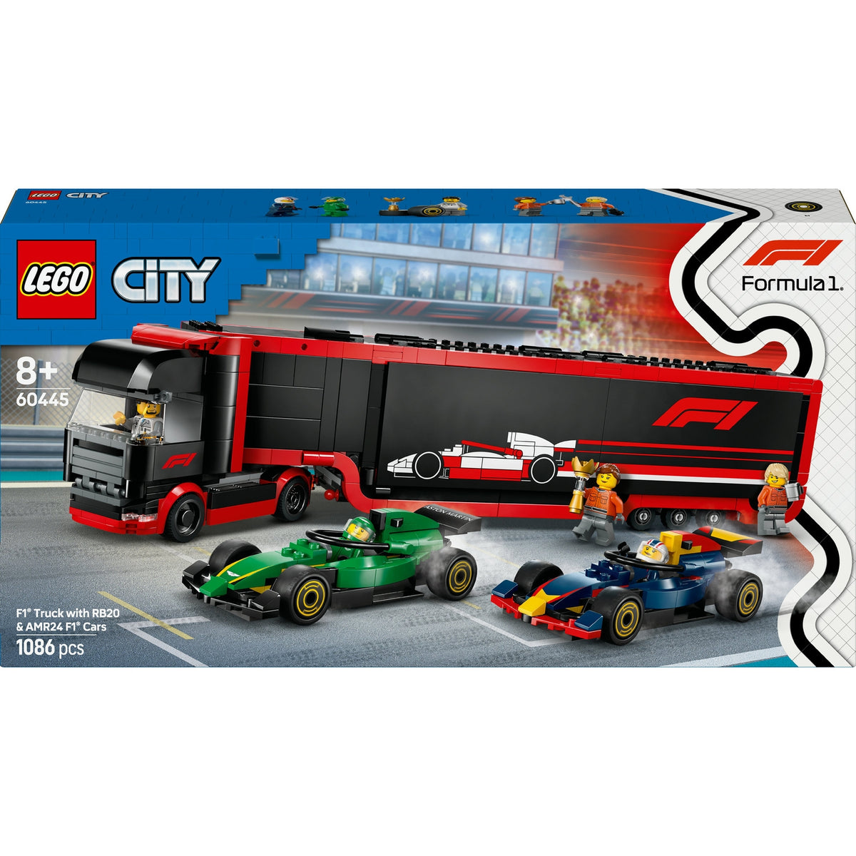 LEGO City Camion de F1 avec Voiture de F1 RB20 et AMR24 60445