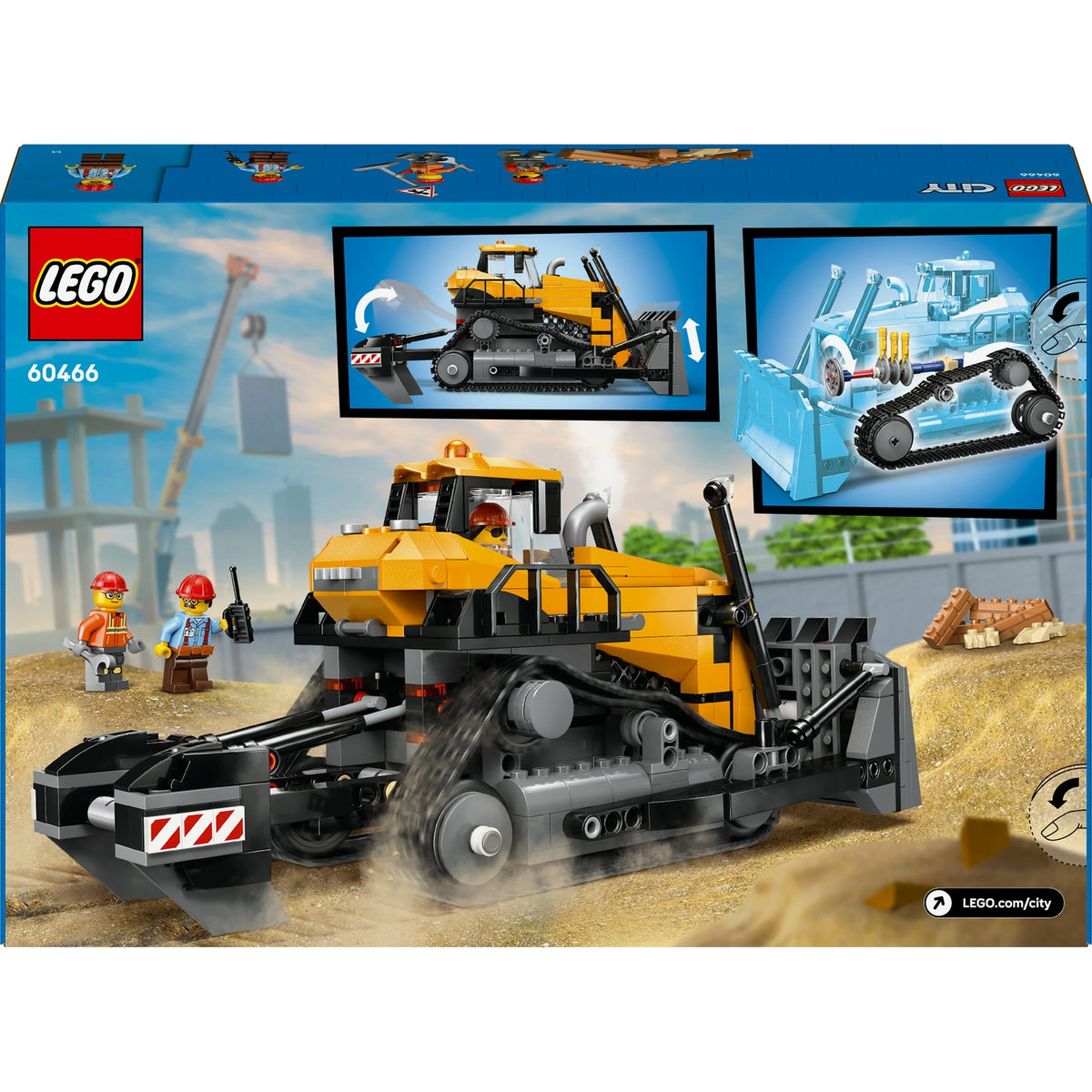 LEGO City Le Bulldozer Jaune, Jouet de Chantier de Construction60466