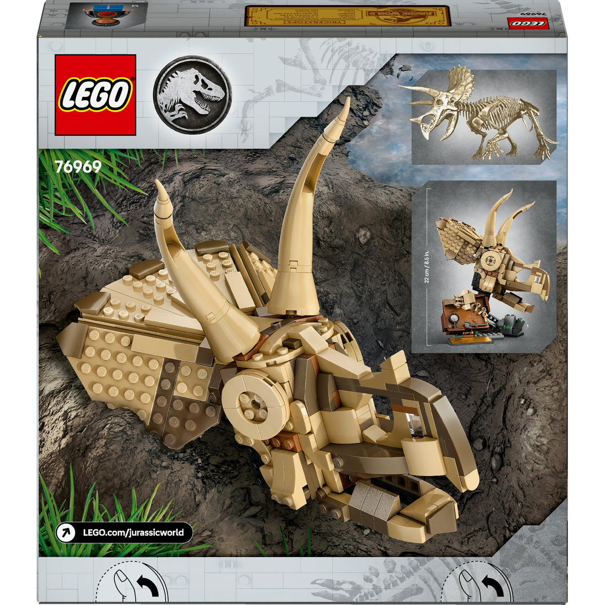 LEGO Jurassic World Les Fossils de Dinosaures: le Crâne du Tricératops 76969