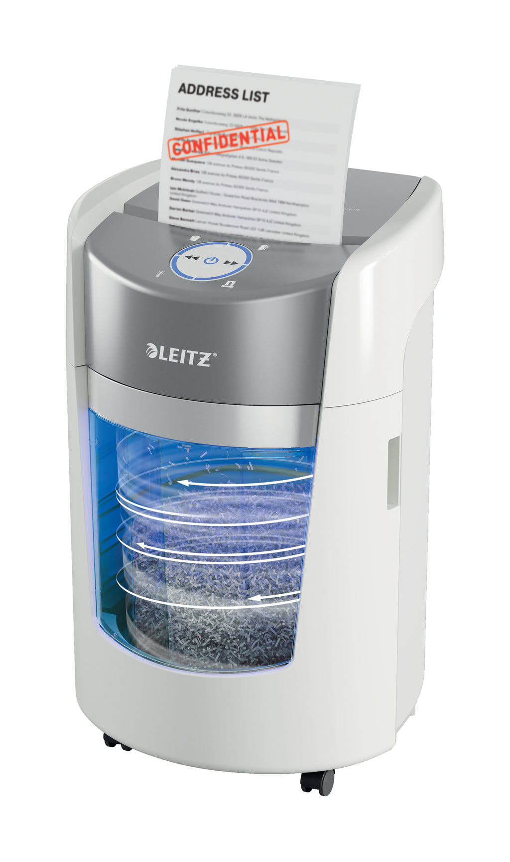 Leitz IQ OptiMax Small Office 350 destructeur de papier Découpage par micro-broyage 58 dB 22,3 cm Gris, Blanc
