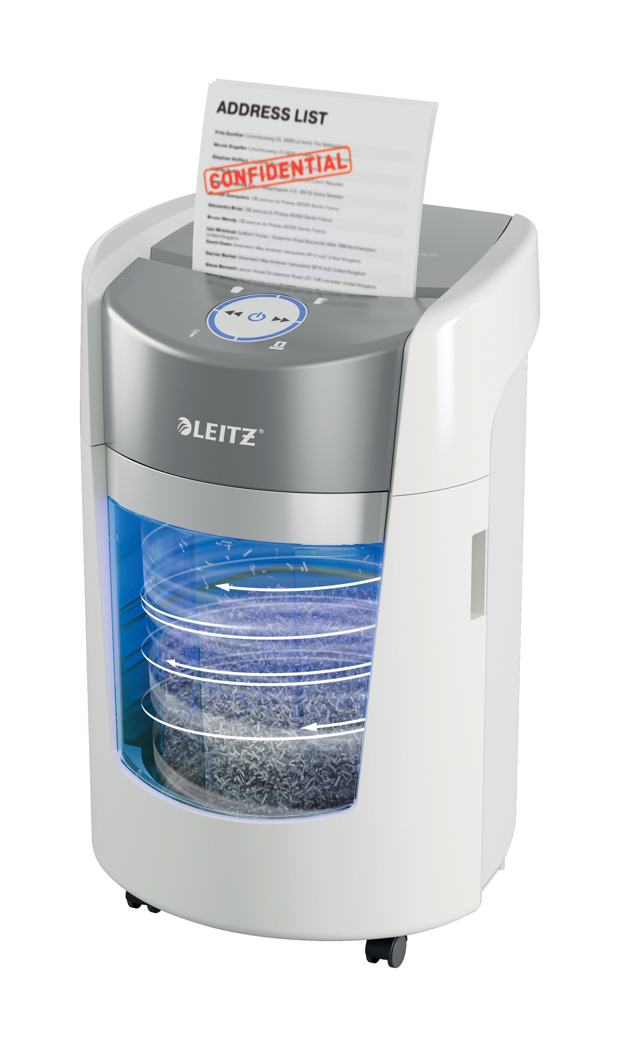 Leitz IQ OptiMax Small Office 350 destructeur de papier Découpage par micro-broyage 58 dB 22,3 cm Gris, Blanc