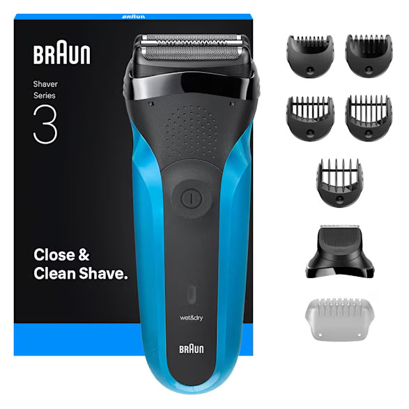 Braun Series 3 310BT Rasoir à grille Tondeuse Noir, Bleu