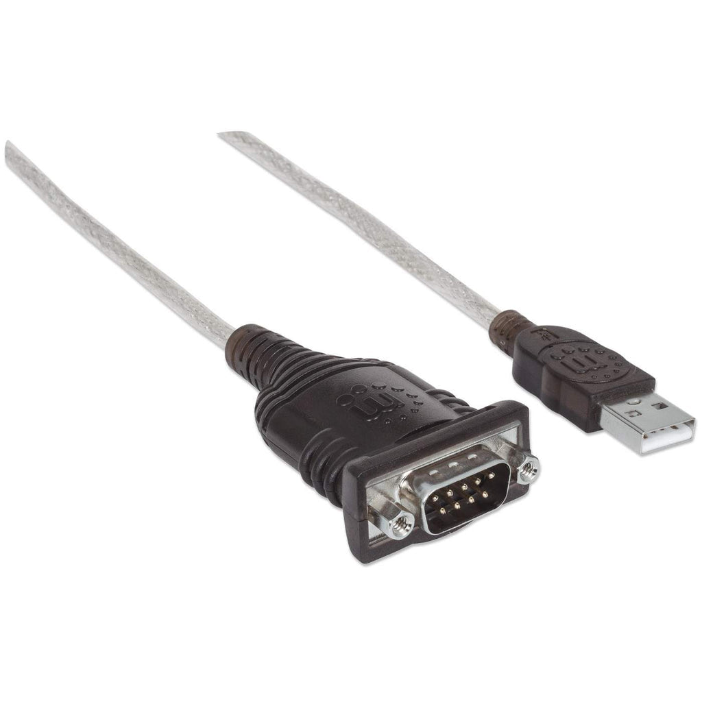 Manhattan Convertisseur USB-A vers Série RS232/COM/DB9, Puce Prolific PL-2303RA, 45 cm, Noir/Argent