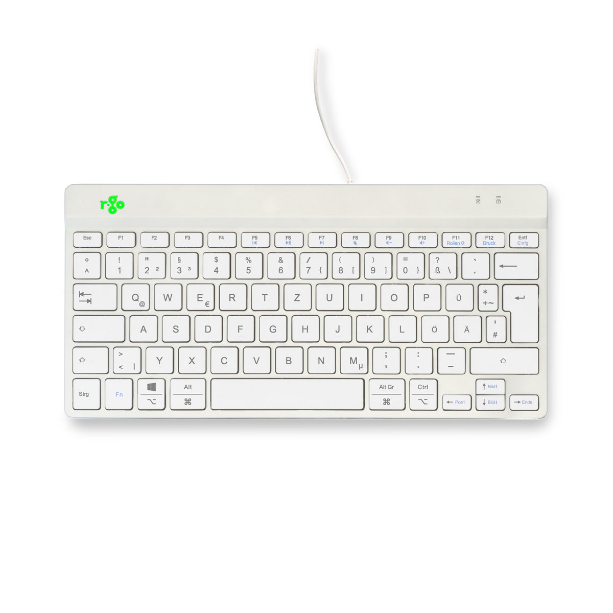 R-Go Tools Clavier Ergonomique Compact Break, QWERTZ (DE), Filaire, Blanc