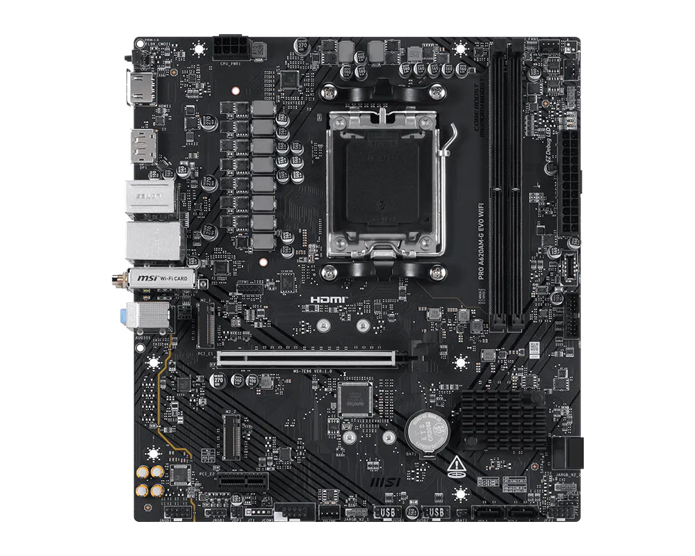 MSI Pro A620AM-G EVO WIFI AMD A620A Emplacement AM5 micro ATX