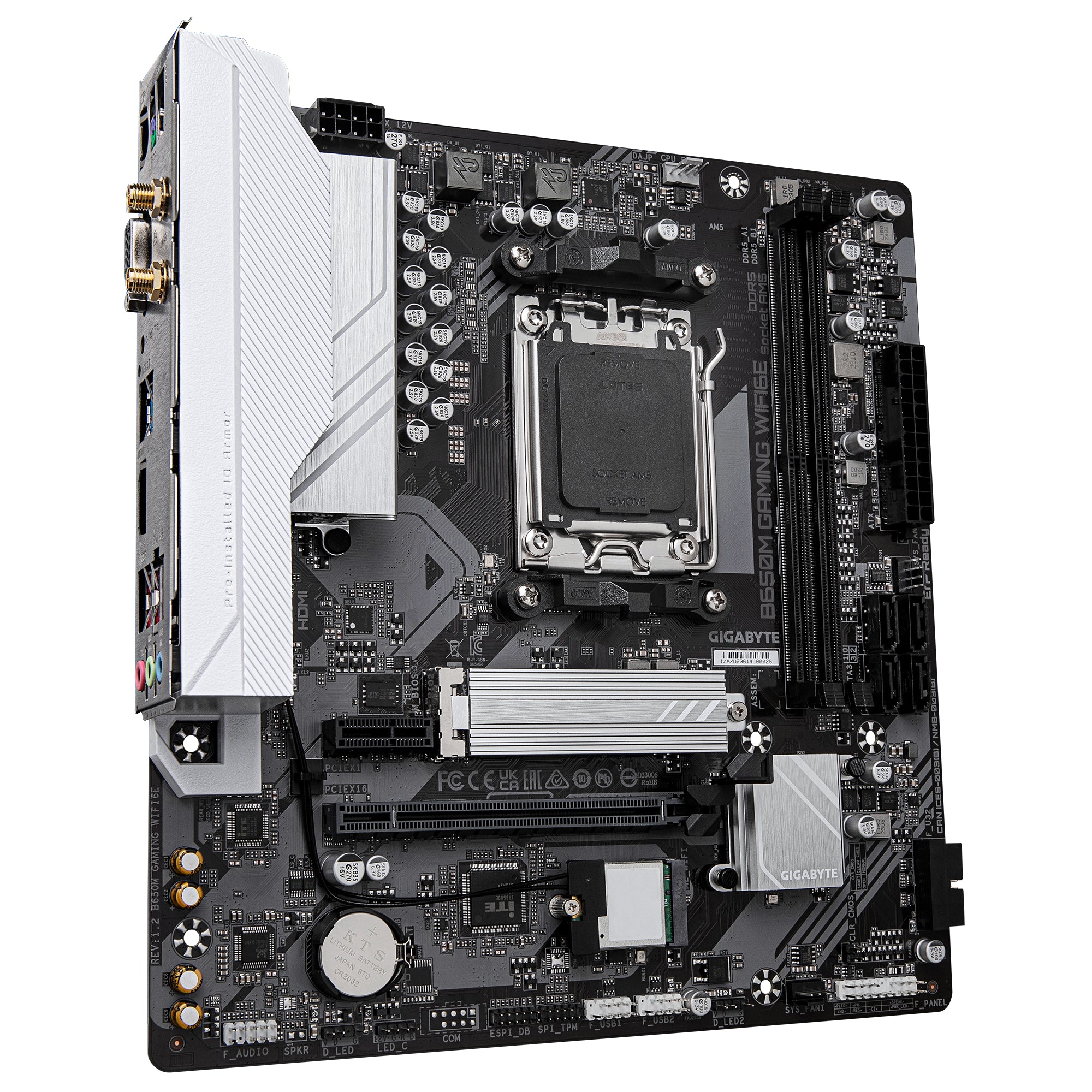 GIGABYTE B650M GAMING WIFI6E Carte Mère - Processeurs AMD Ryzen Série 9000, VRM 5+2+2 phases, jusqu'à 6400 MHz DDR5 (OC), 1xPCIe 4.0 M.2, LAN 2,5 GbE, WIFI 6E, USB 3.2 Gen 1