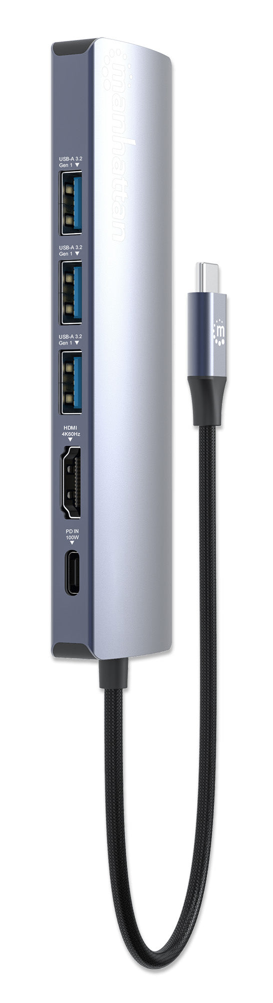 Manhattan Station d'Accueil USB-C 6-en-1, HDMI, Ethernet, 3x USB-A, USB-C PD 100W