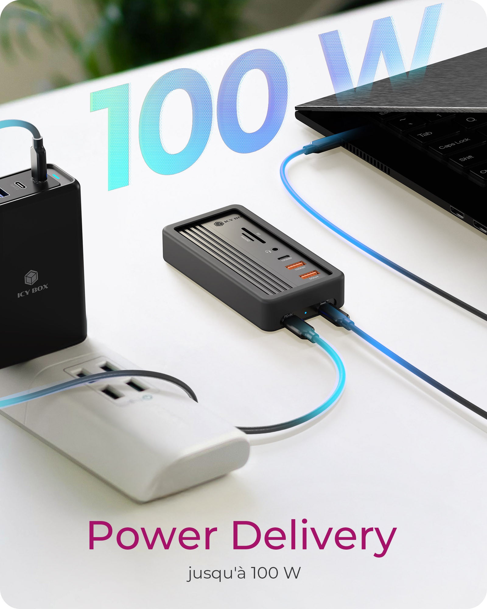 ICY BOX IB-DK4072M-CU31 USB 3.2 Gen 2 (3.1 Gen 1) Type-C Noir