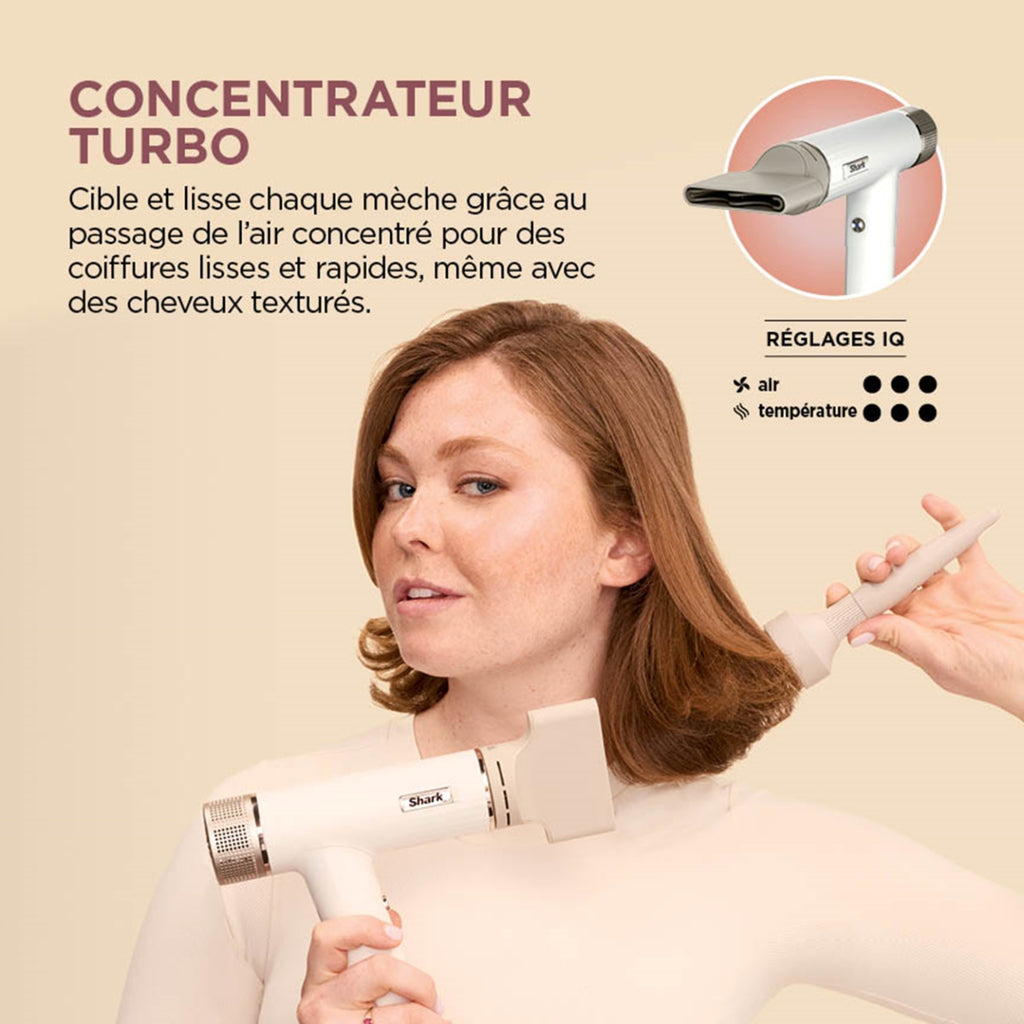 Shark Sèche-cheveux HD33EU - 3 accessoires - blanc soie - 1700W