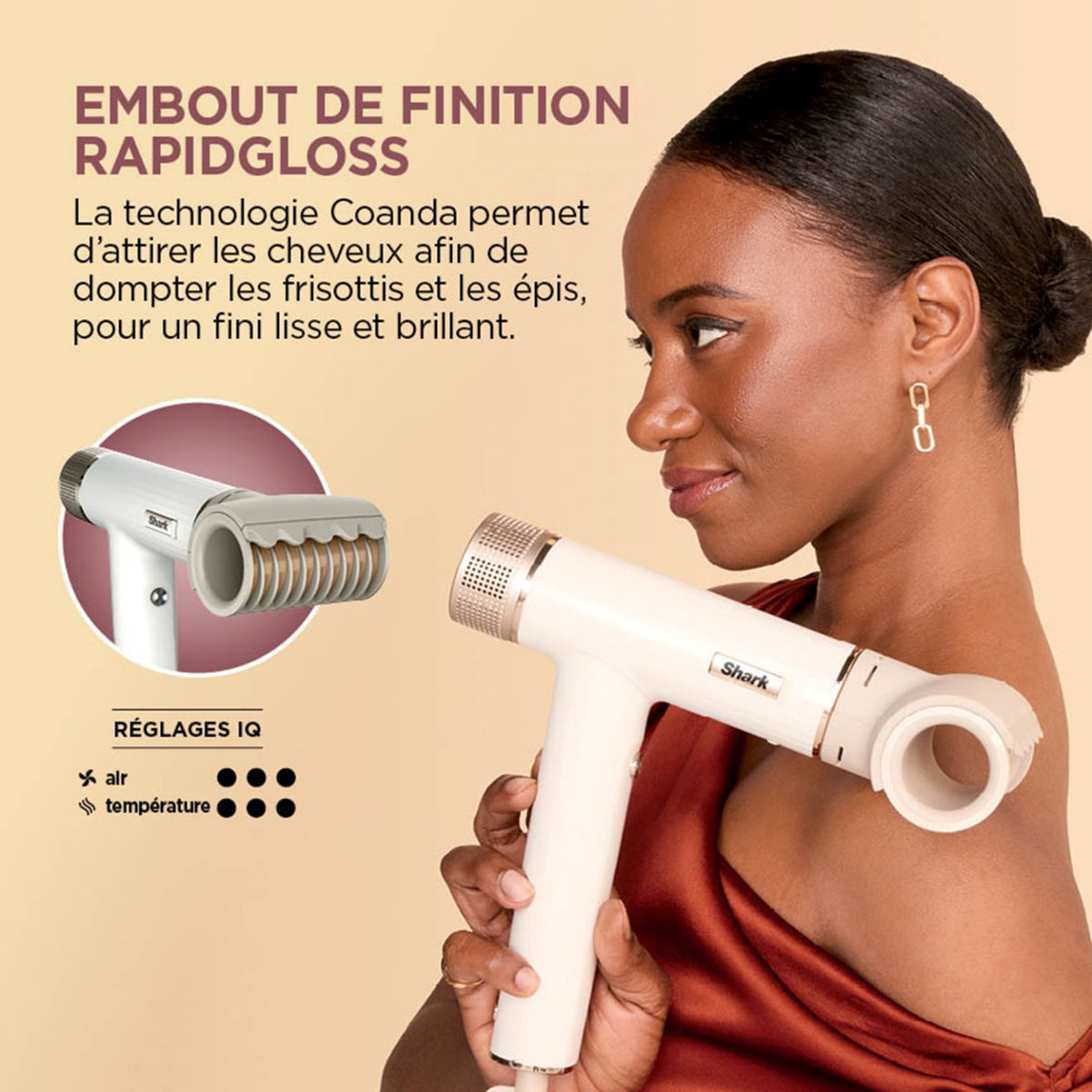 Shark Sèche-cheveux HD33EU - 3 accessoires - blanc soie - 1700W