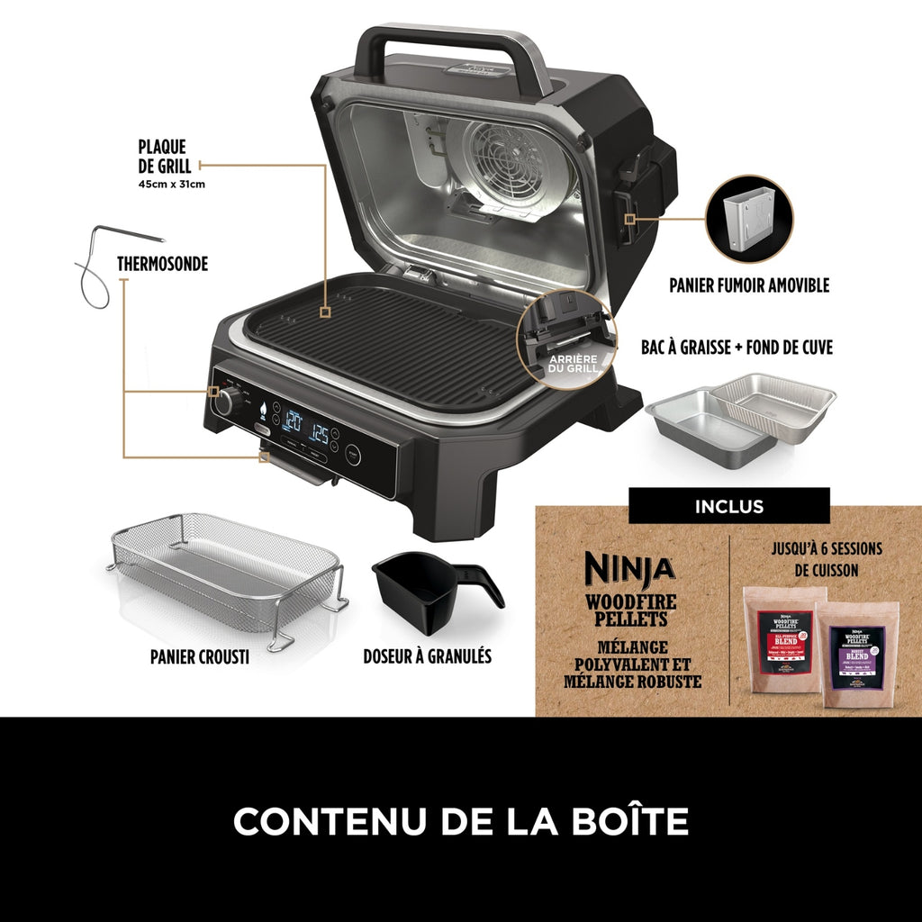 Ninja Barbecue électrique fumoir de table Woodfire Pro XL OG850EU