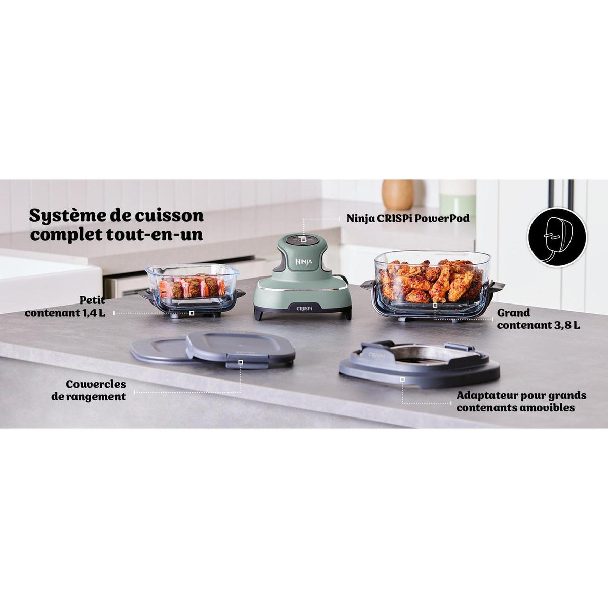 Ninja Friteuse sans huile Airfryer en verre FN101EUSG Crispi