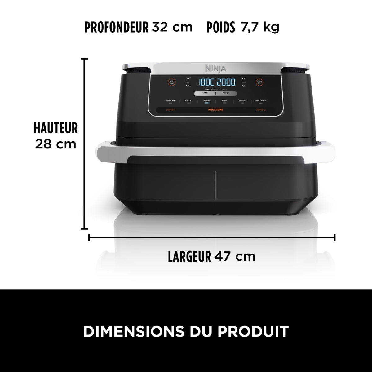 Ninja Friteuse sans huile Airfryer 6,6 L AF550EU