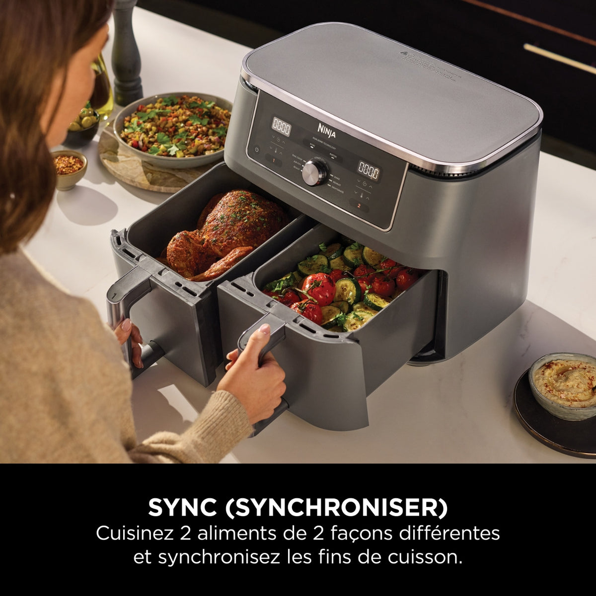 Ninja Friteuse sans huile Airfryer Foodi Max DualZone 9,5L DZ400EU