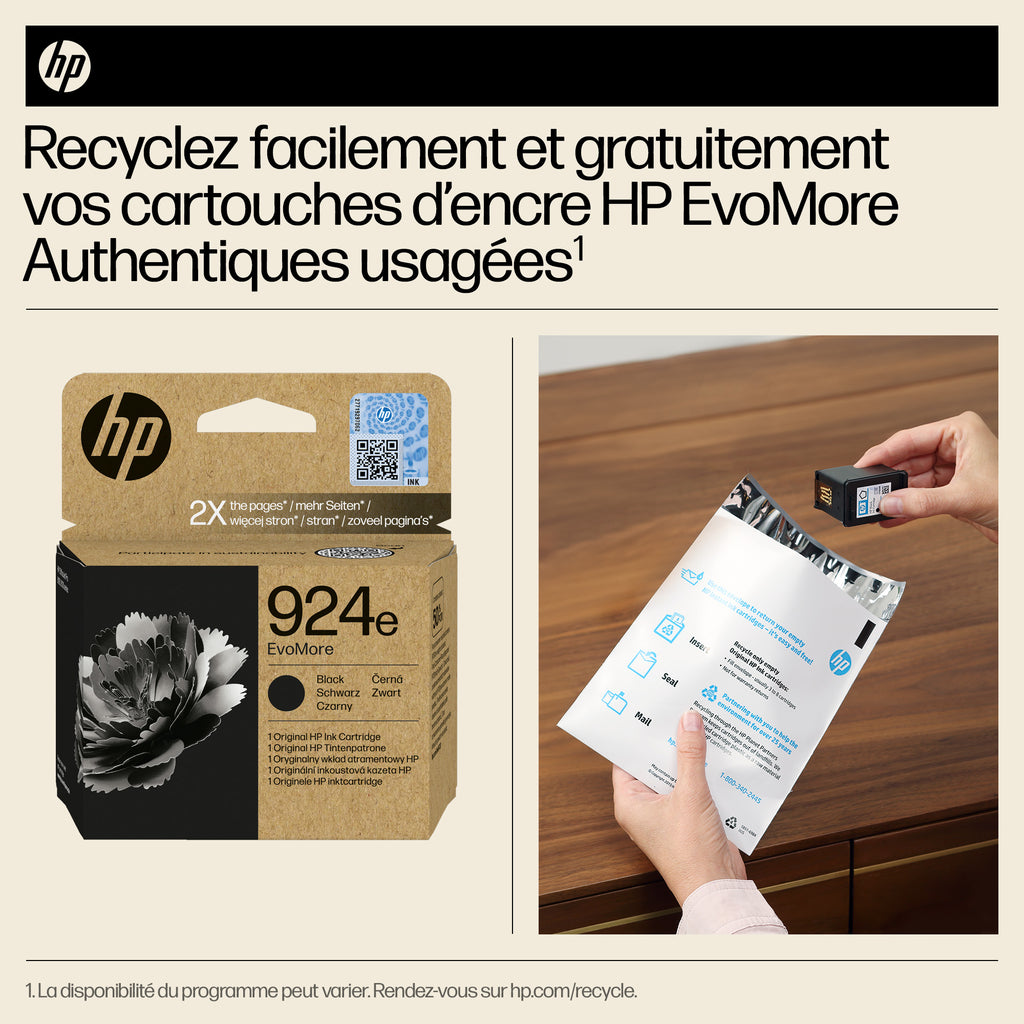 HP 924e Cartouche d’encre authentique Noir EvoMore