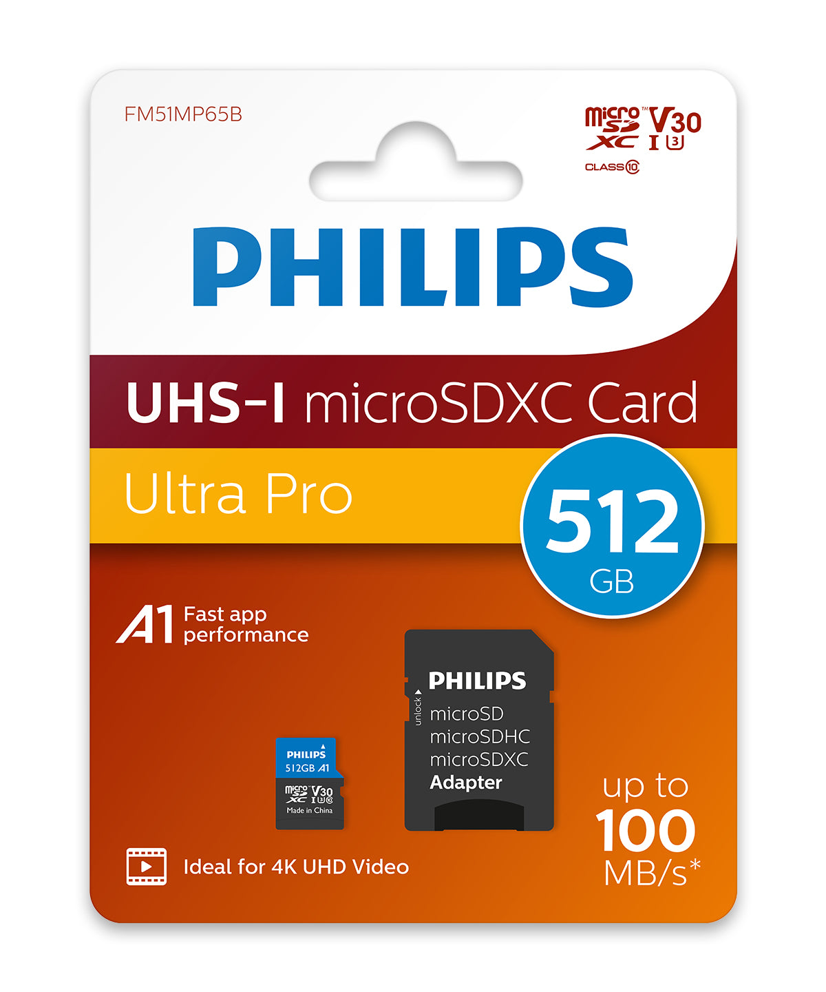 Philips FM51MP65B/00 mémoire flash 512 Go MicroSDHC UHS-I Classe 10