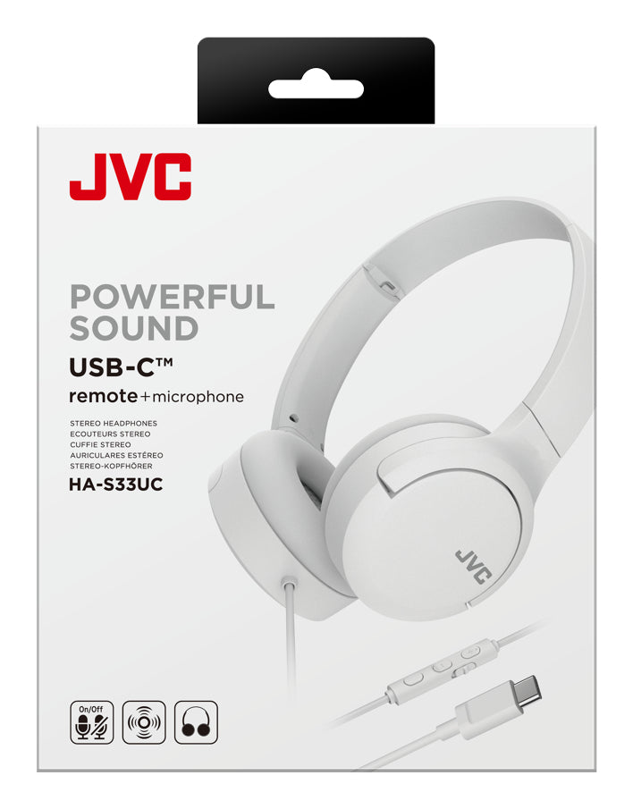 JVC HA-S33UC Casque Avec fil Arceau Appels/Musique USB Type-C Blanc
