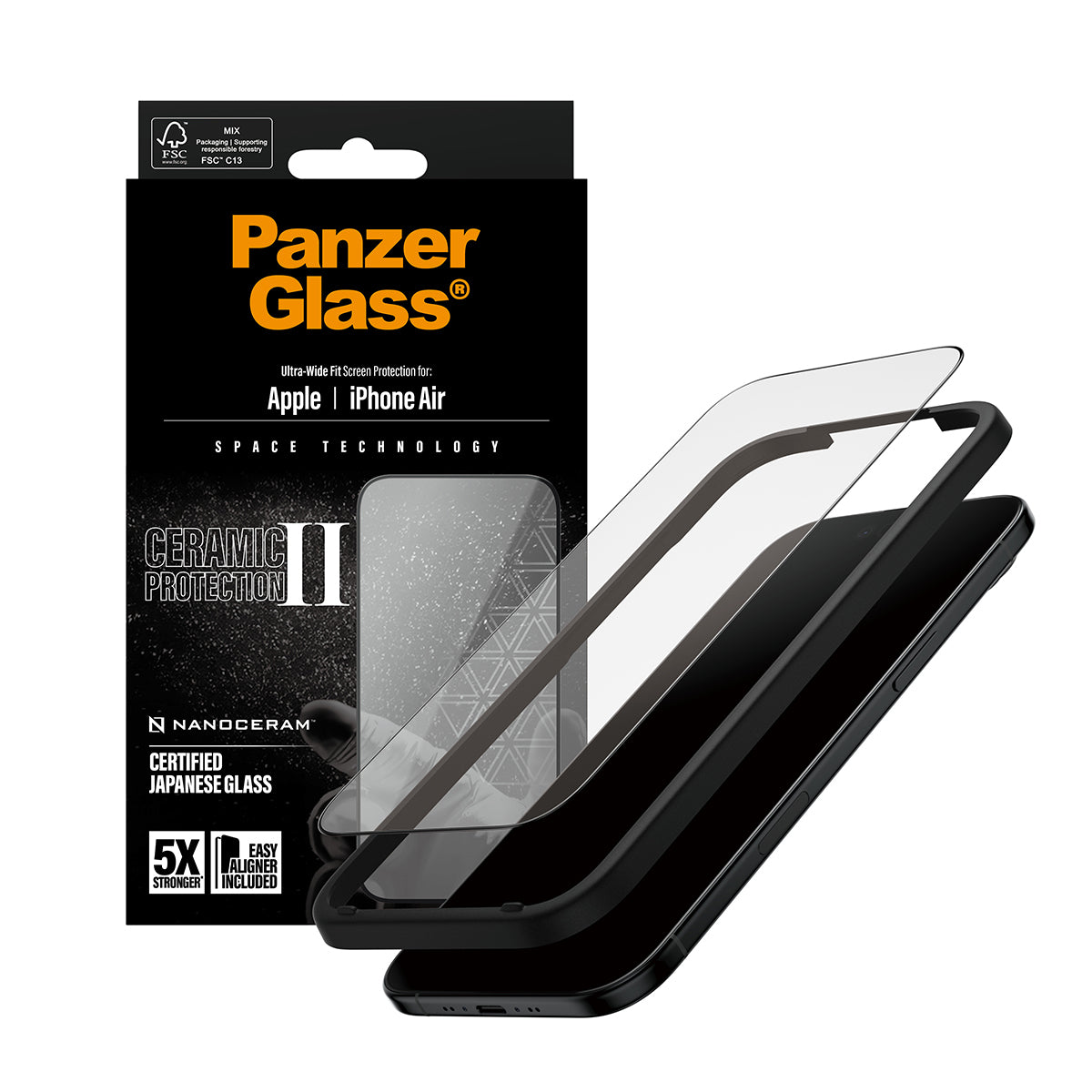 PanzerGlass ® Ceramic II Screen Protector iPhone Air | Ultra-Wide Fit w. EasyAligner Protection d'écran transparent Apple 1 pièce(s)
