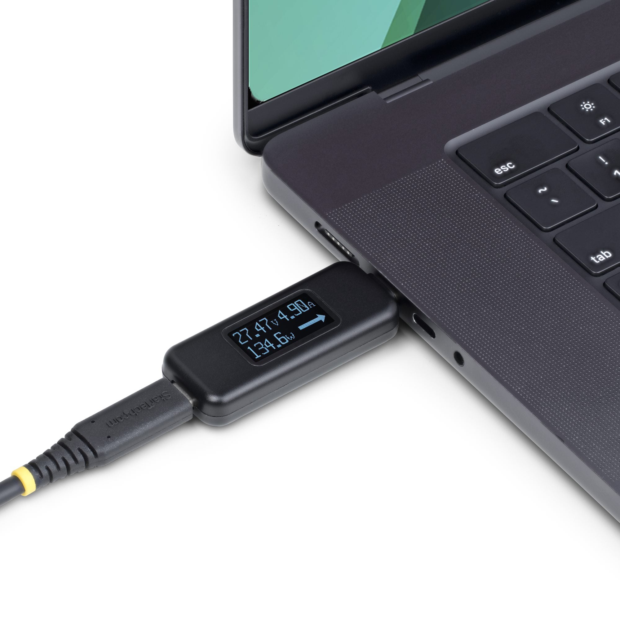 StarTech.com Testeur de Puissance USB-C, Multimètre Numérique, Voltmètre et Ampèremètre Bidirectionnel, Jusqu'à 240W PD EPR, Testeur de Puissance Portable pour Câble et Port USB-C