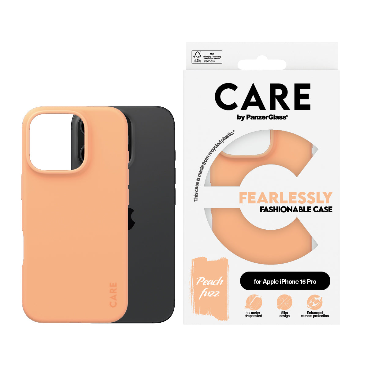PanzerGlass CARE™ by ® Case Peachy iPhone 16 Pro coque de protection pour téléphones portables Housse Rose